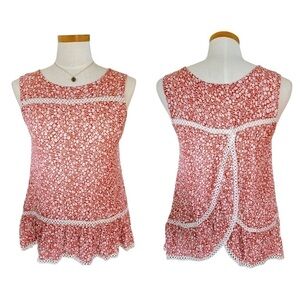 Maeve by Anthropologie rust orange floral split open back sleeveless top